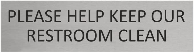 CombiCraft Aluminium deurbordje Please help keep our restroom clean 165x45mm met tape - per stuk