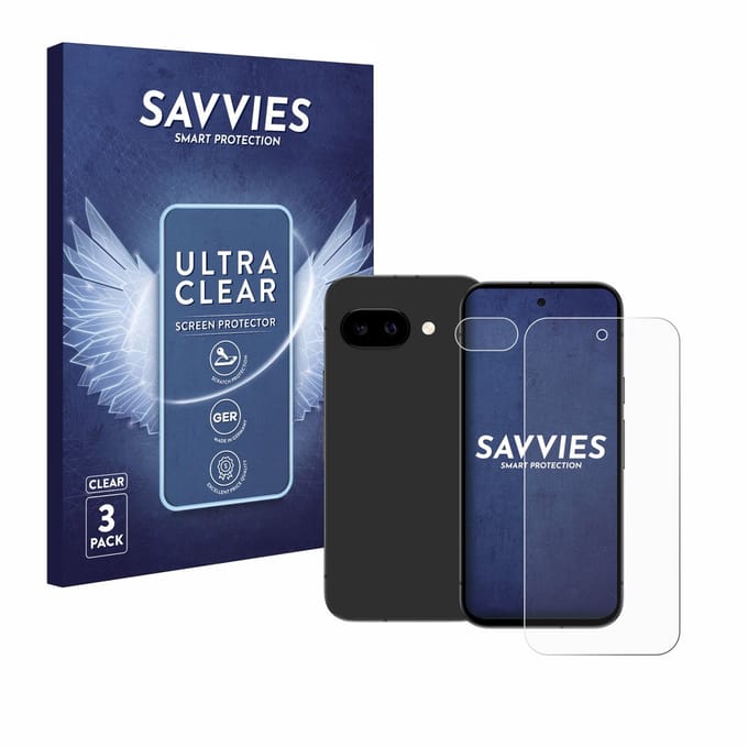 Savvies - Screenprotector voor Google Pixel 9a (Voor+Camera) - Folie Beschermfolie transparant 6 Stuks