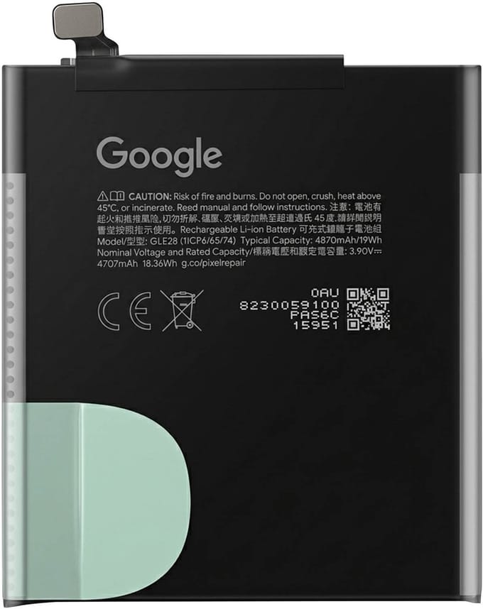 Google, Vervangende batterij 4870mAh voor Google Pixel 10 Pro Service Pack GLE28, Zwart