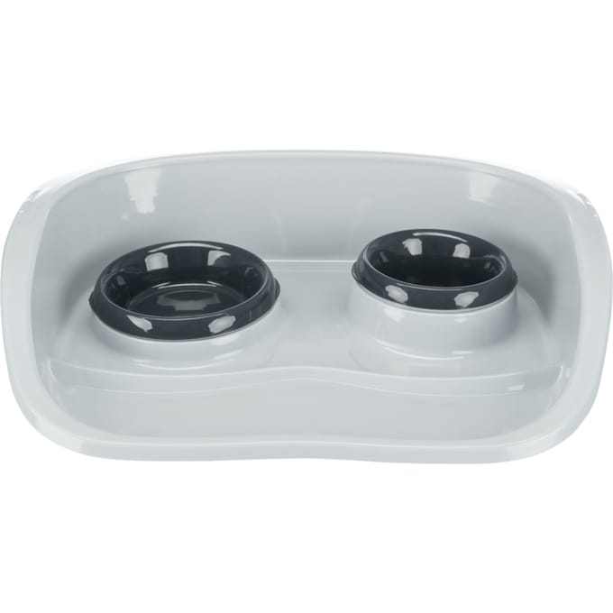 Trixie Bowl set plastic 0.25 l/ø 9 cm & 0.3 l/ø 11 cm/46 × 11 × 30 cm grey/bowls: various