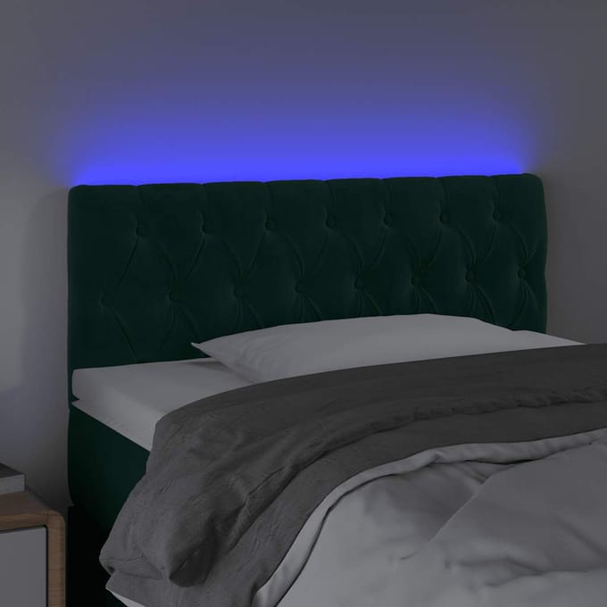 vidaXL - Hoofdbord - LED - 100x7x78/88 - cm - fluweel - donkergroen
