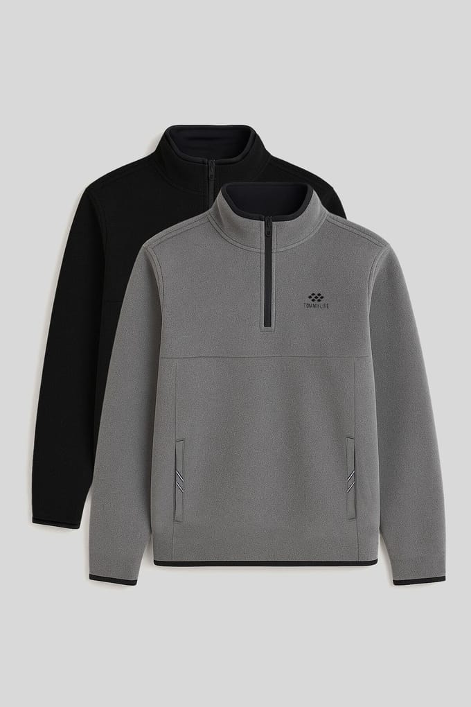 Heren Halve Rits Pluche Sweatshirt
