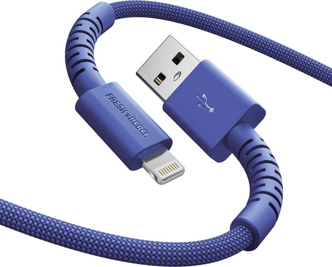 Fresh 'n Rebel FlexWave Oplaadkabel voor iPhone - USB – Extra lang (2m) - Siliconen gevlochten kabel - USB-A naar Apple Lightning - True Blue