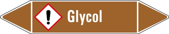 Glycol leidingmarkering op vel 252 x 52 mm - 3 per vel