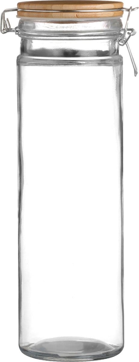 Urban Living Voorraadpot/bewaarpot - 1,9L - glas - met beugelsluiting - bamboe deksel