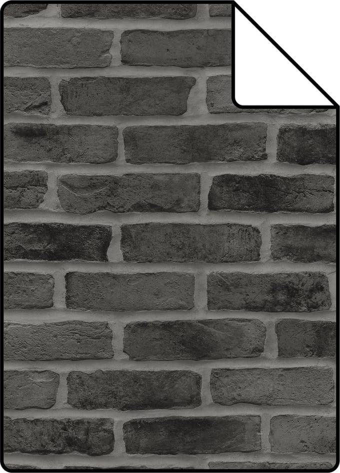 Proefstaal ESTAhome behang bakstenen zwart - 26.5 x 21 cm - 139138-S