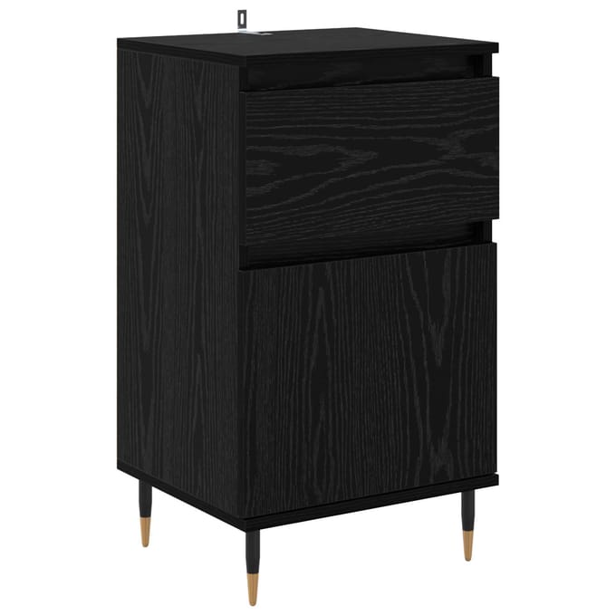 vidaXL Dressoir Zwart Eiken 40 x 35 x 70 cm Gemonteerd hout en ijzer