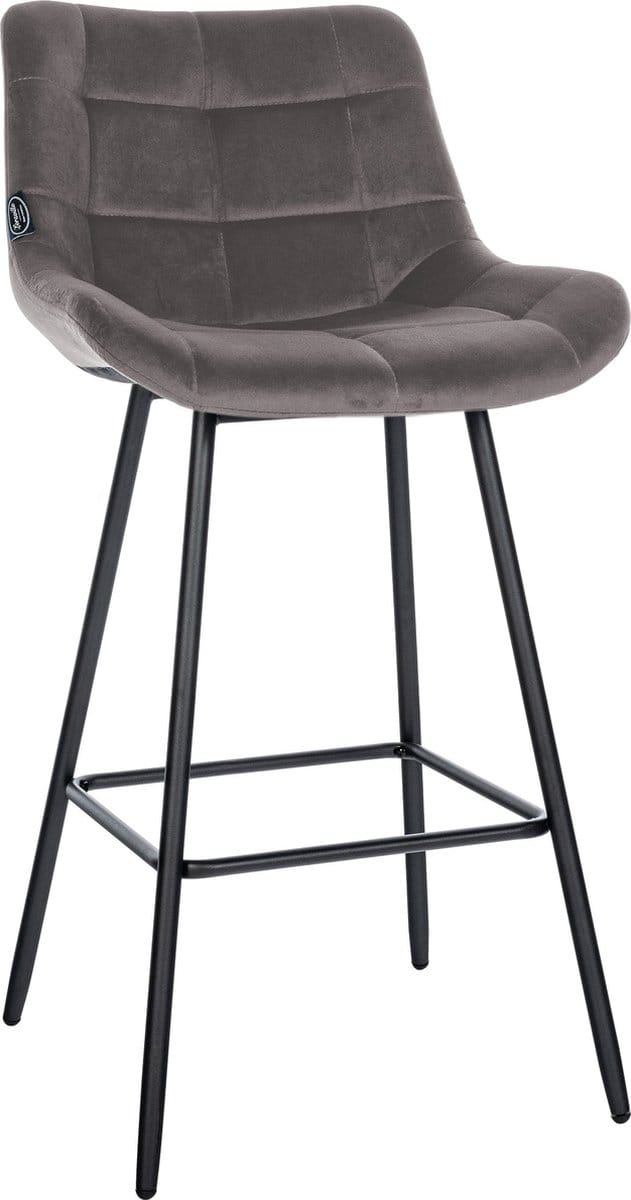 CLP West Barkruk - Met rugleuning - Voetsteun - Metalen frame - zwart/grijs