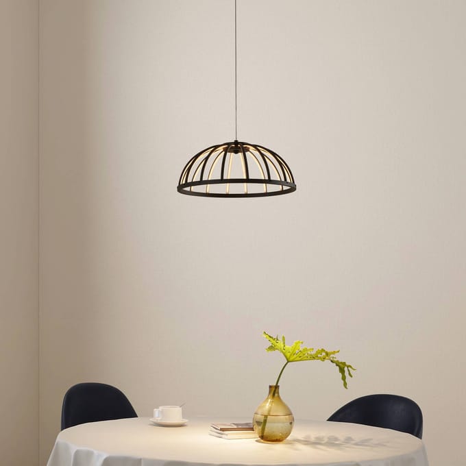 Lucande LED hanglamp Attea, zwart, Ø 40 cm, aluminium