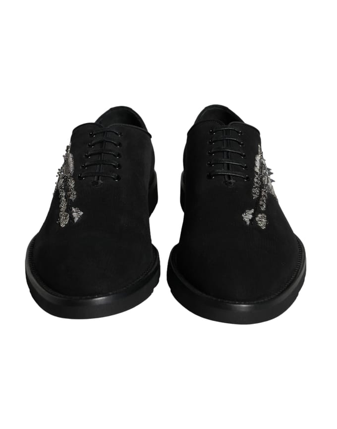 Dolce & Gabbana Zwarte Suède Sicilia Veterschoenen