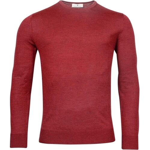 Thomas Maine Trui Merinowol Ronde Hals Single Knit Raspberry / male