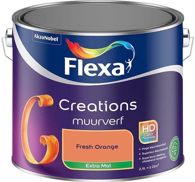 Flexa - Creations Muurverf Extra Mat - Fresh Orange - Mengverf - 2,5 L