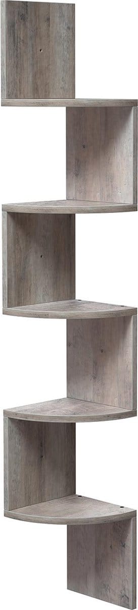 Hoekplank – Wandplank – Met 5 planken – Grijs