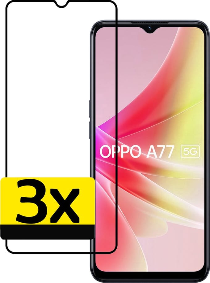 Screenprotector - Geschikt voor OPPO A77 - 3 Stuks - Full Cover - Beschermglas - Gehard Glas - Tempered Glass - Screen Protector