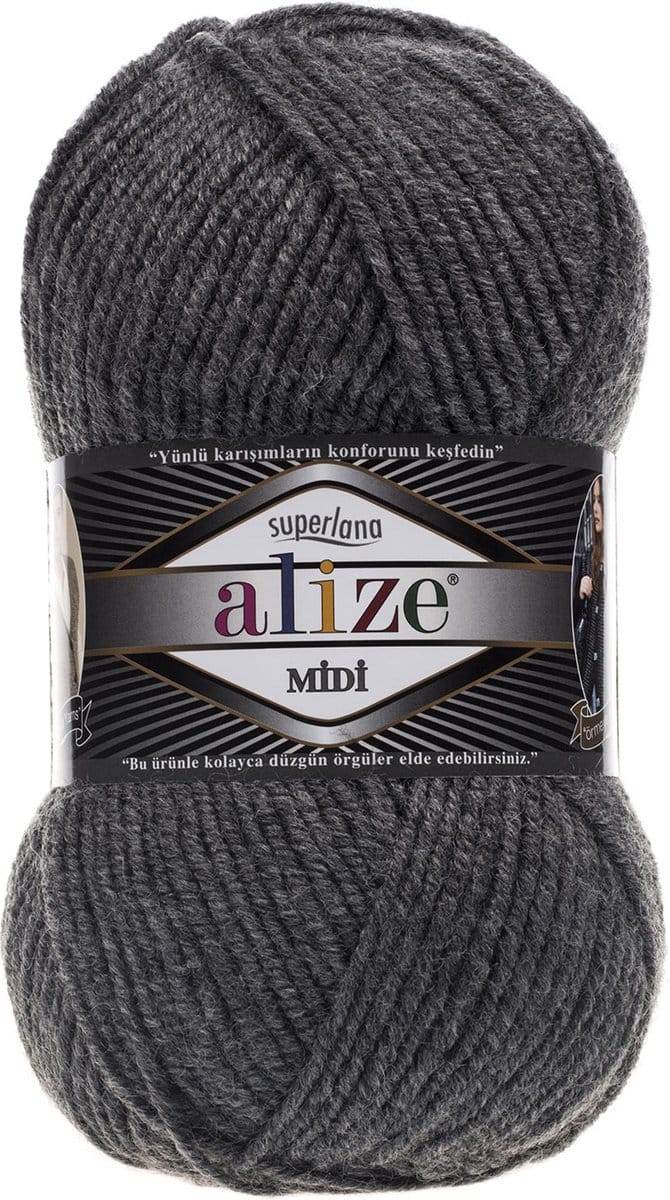 Alize Superlana Midi 182 Medium Grey Pakket 5 Bollen 500 Gram