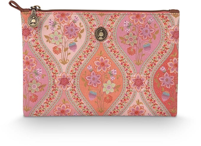 Pip Studio - Charly Make-up Tasje Dames - Toilettas - Ornamento - Oranje - 24x1x15.5cm