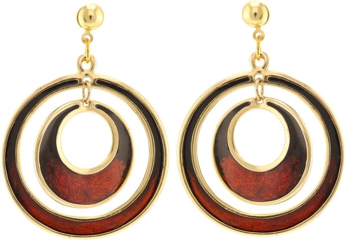 Behave - Dames oorbellen - Goudkleur bruin retro look - 5 cm hangerstijl