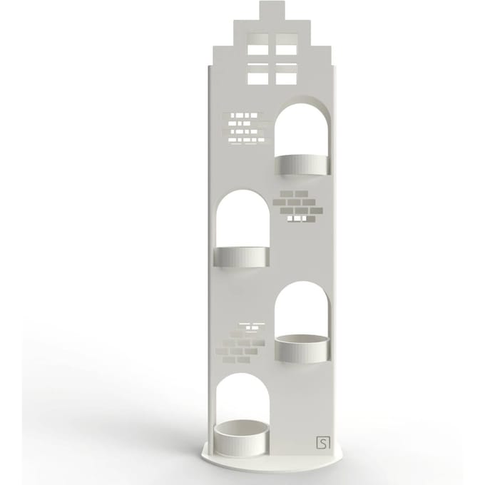 Steellish Grachtenpand | Kerst | 4 Waxinelichthouders | Theelichthouder | Large | Wit | 3D