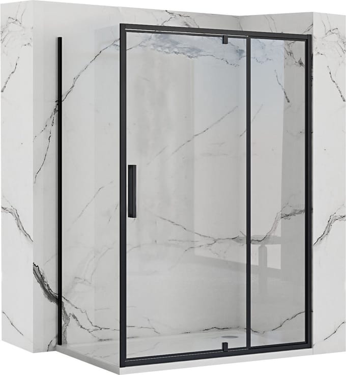 Rea Rapid Swing Black 120X80 - 195 cm - Douchecabine - Rechthoek - Zwart