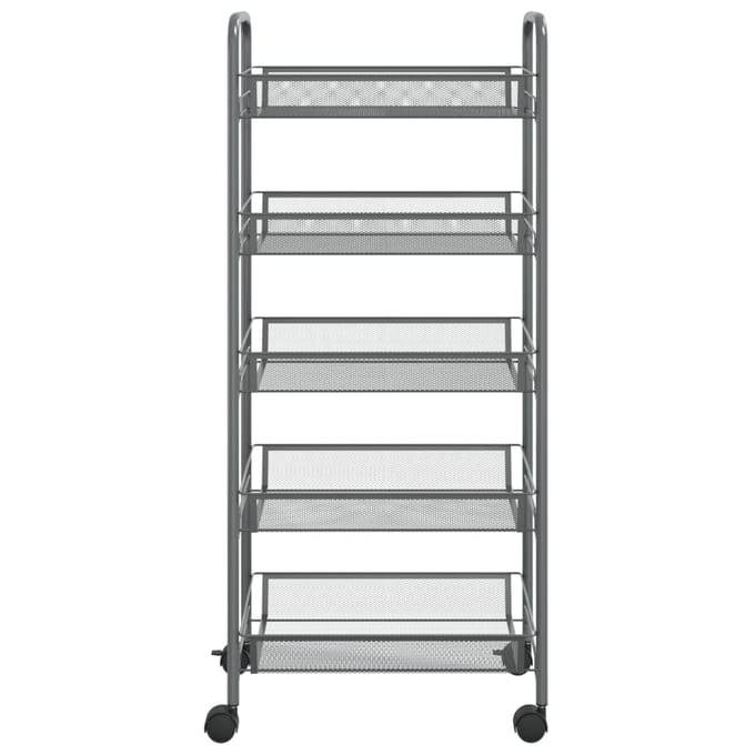 vidaXL - Keukentrolley - 5-laags - 46x26x105 - cm - ijzer - grijs