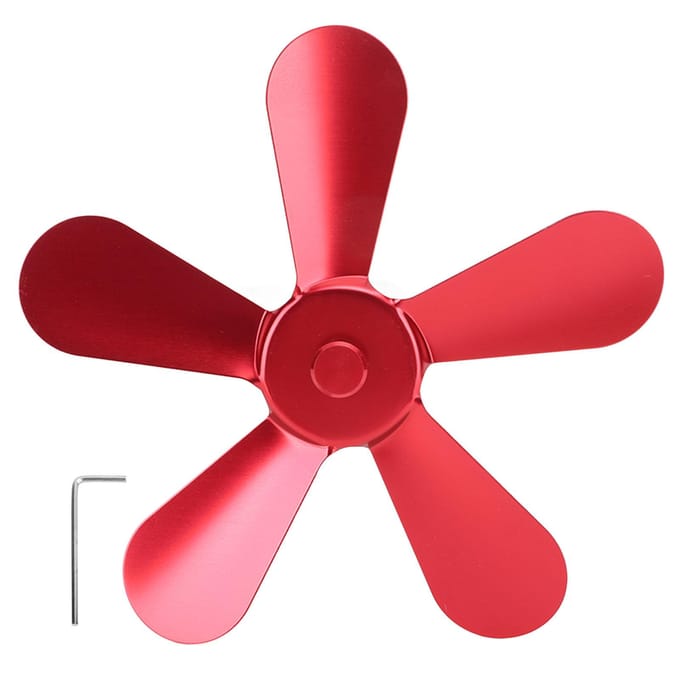 5 Bladen Kachelventilatorblad Aluminiumlegering Warmte-aangedreven Kachelventilatorbladen Vervanging voor Open haard rood