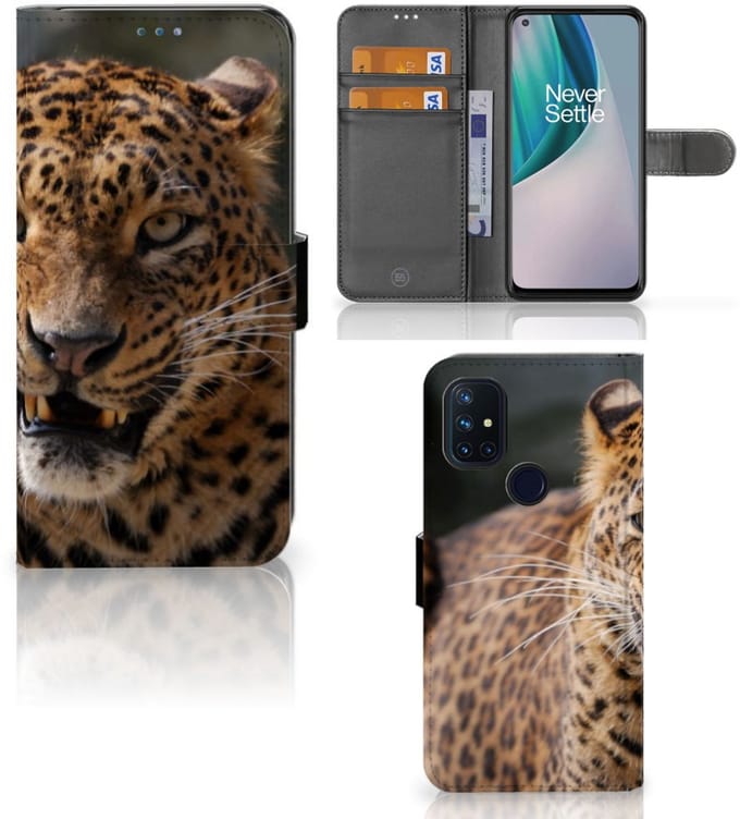 OnePlus Nord N10 Telefoonhoesje met Pasjes Luipaard