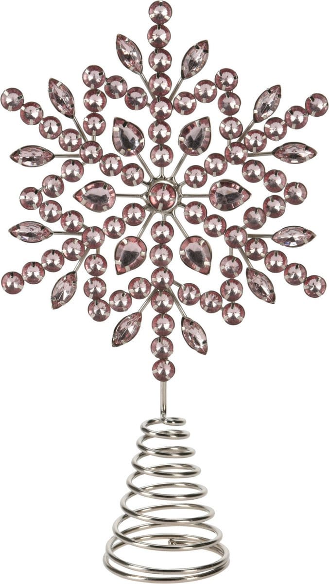 Christmas Decoration piek - ster vorm - lichtroze met steentjes - 23 cm