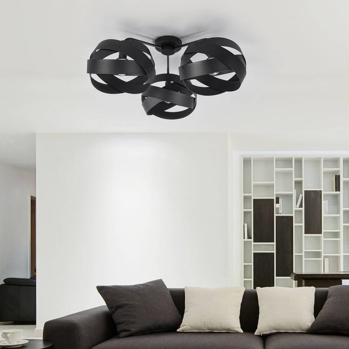 Euluna - plafondlamp - 3lichts - Metaal - H: 28 cm - E14 - zwart