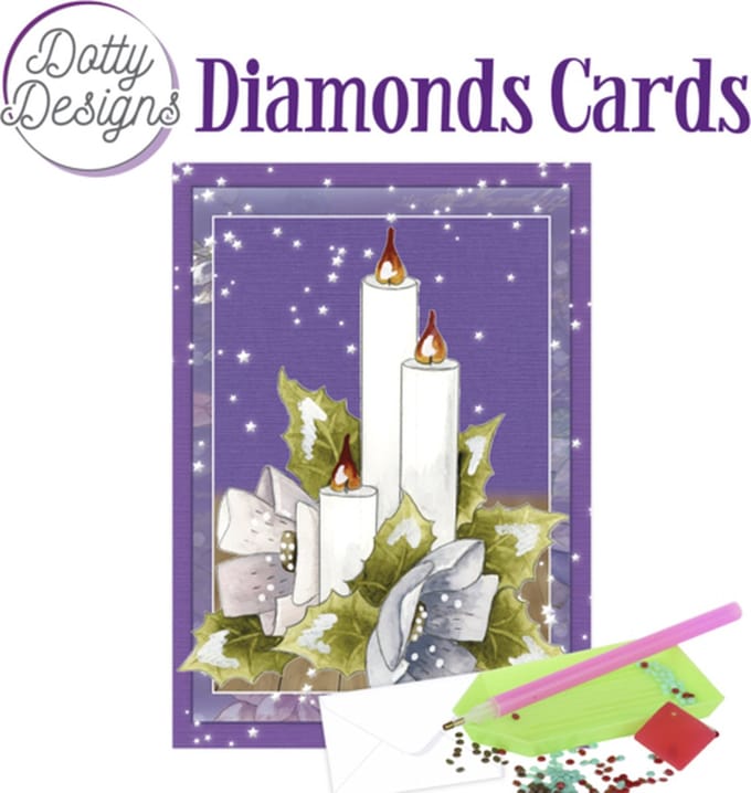 Diamond Painting Dotty Design Diamonds Cards |3 Candles with Flowers