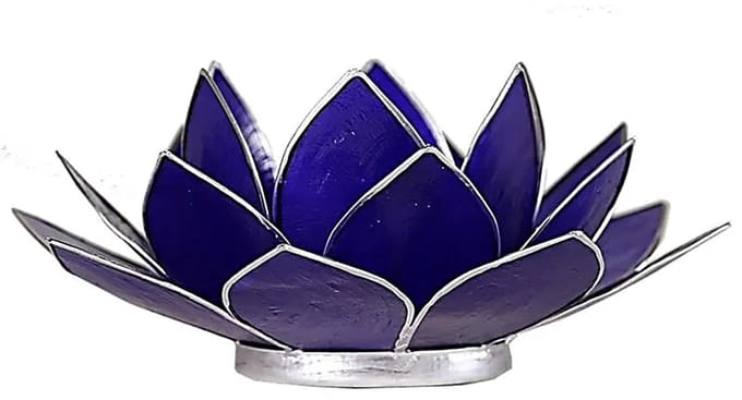 Lotus sfeerlicht indigo 6e chakra zilverrand (Ø 13.5 cm)