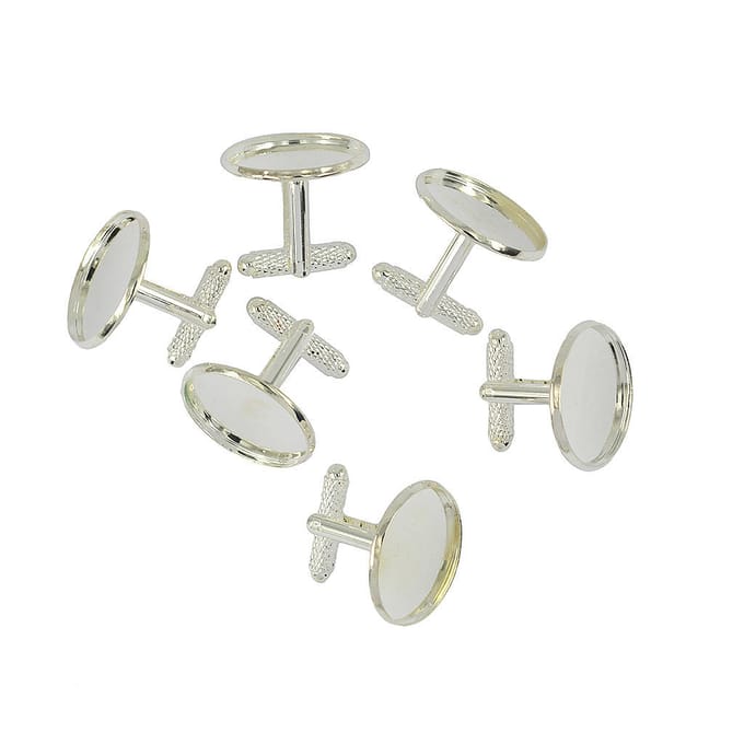 6 pièces boutons de manchette ronds paramètres Base pour bricolage Cabochon bijoux argent 20mm argenté