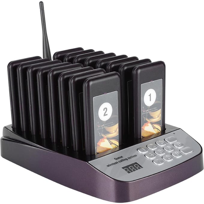 Système de Bip Sans Fil Restaurant Système d'Appel d'Attente 16 Bips US Plug black