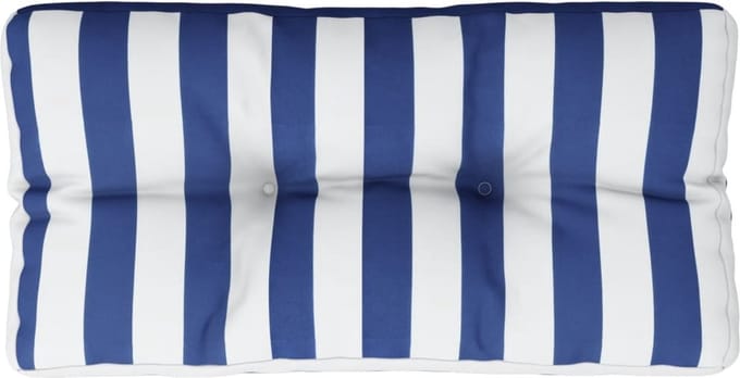vidaXL - Palletkussen - gestreept - 80x40x12 - cm - stof - blauw - en - wit
