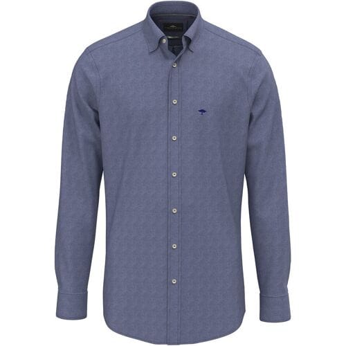 Fynch-Hatton Overhemd Denim Shirt Fine Pattern Kent Misty Blue / male