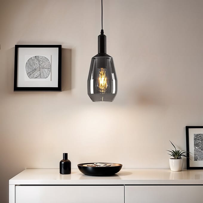 LumenXL 1-lichts hanglamp Mala smoke glas - langwerpig glas