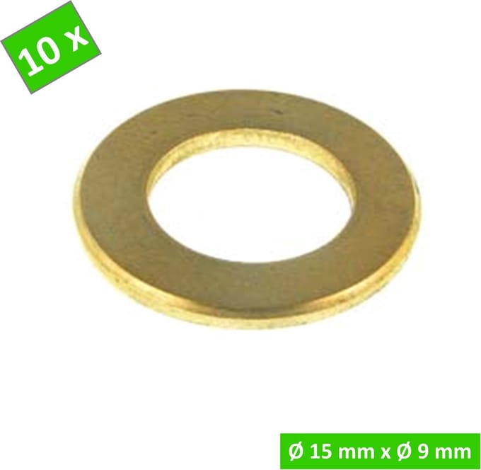 TQ4U Scharnierring - Messing - Ø 15 x 9 mm - Dikte 2 mm - 10 stuks