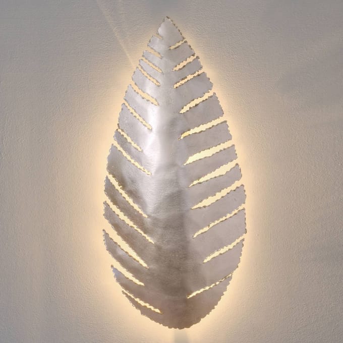 Holländer Wandlamp Pietro in bladvorm, zilver