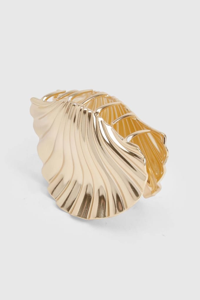 boohoo Dames Grote Metallic Schelp Klauwclip | Gold