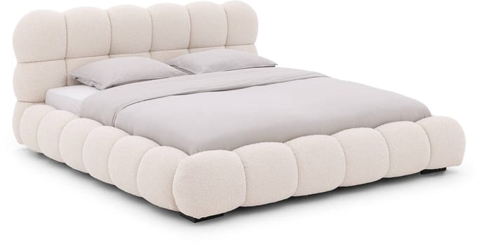 Goossens Gestoffeerd Bedframe Cloud, 140 x 200 cm Stof Ahenk 9851 beige