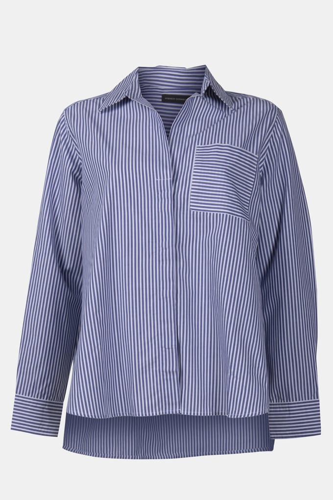 French Connection Stripe Popover Button Through Blue/wht Ticking Stp Taglia: 14 | Maglie a manica lunga Outlet | Donna | Blu