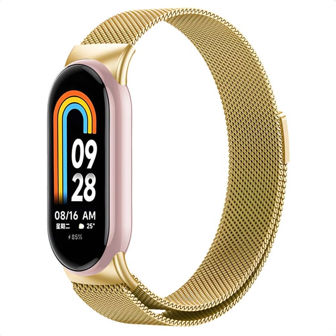 Milanees magnetisch bandje - Geschikt voor Xiaomi Smart Band 8 / 9 / 11 Active - Goud