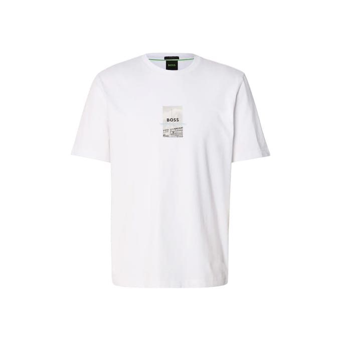 Boss Heren Fotoprint Relaxed Fit T-Shirt (Wit)