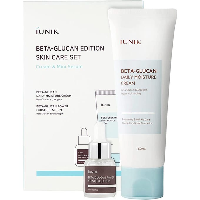 IUNIK SET Beta Glucan Edition (Cream 60ml + Serum 15ml) - Regenerująco-nawilżający zestaw do twarzy
