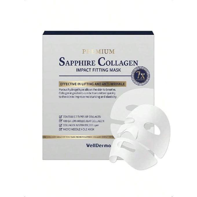 WellDerma Sapphire Premium Collageen Impact Fitting Masker 16 stuks white