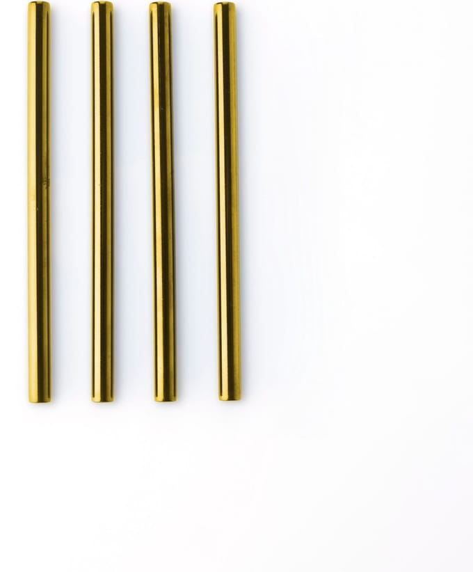 Point-Virgule - Cocktailrietjes - Set van 4 - RVS - Goud - 14cm