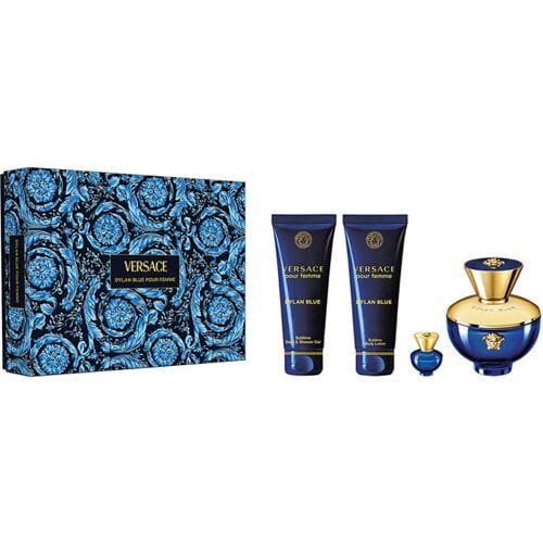 Versace Pour Femme Dylan Blue Eau de Parfum Spray 100 ml + Body Lotion 100 ml + Shower Gel 100 ml + Mini - Geschenkset Dames