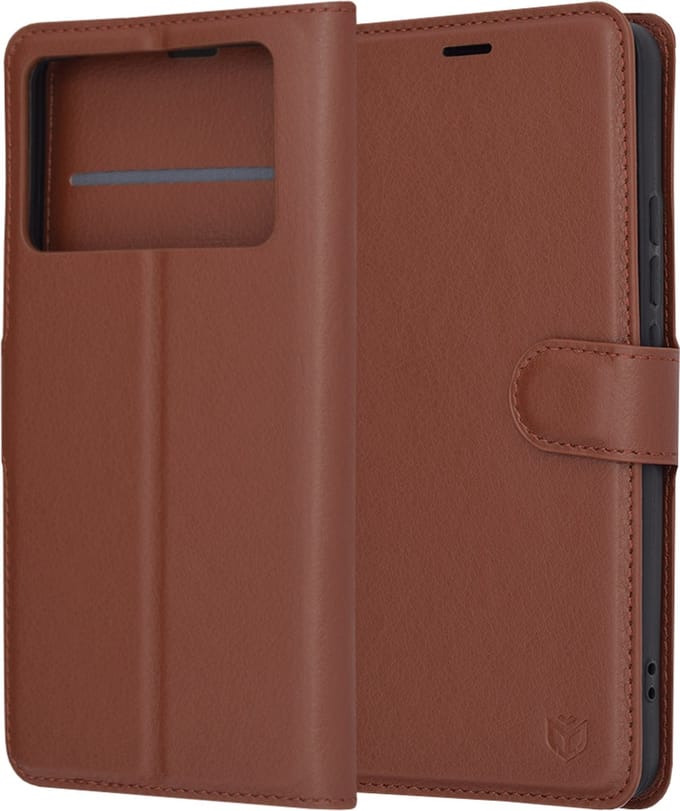 Hoesje geschikt voor Xiaomi Poco X6 Pro - Techsuit Leather Folio Book Wallet Case - Bruin