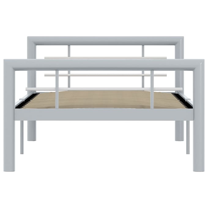 vidaXL - Bedframe - metaal - grijs - en - wit - 100x200 - cm