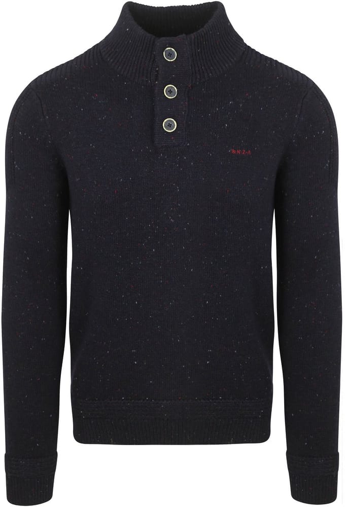NZA - Blauwe katoenen half button trui