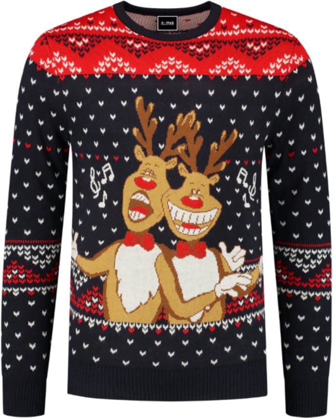 Foute Kersttrui - Singing Rudolphs - Volwassenen